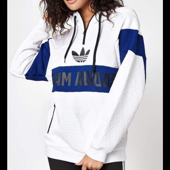 adidas Tops - Team Adidas Women's White and Navy Sweatshirt Hoodie